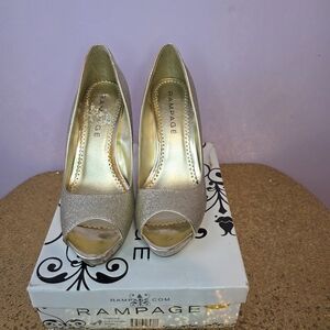 Rampage Silver Peep-Toe Heels